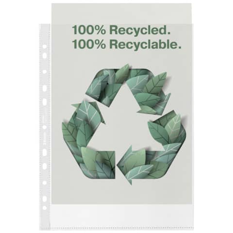 Buste a perforazione universale Esselte De Luxe f.to A4 100% riciclate trasparenti - conf. 50 pezzi - 627501